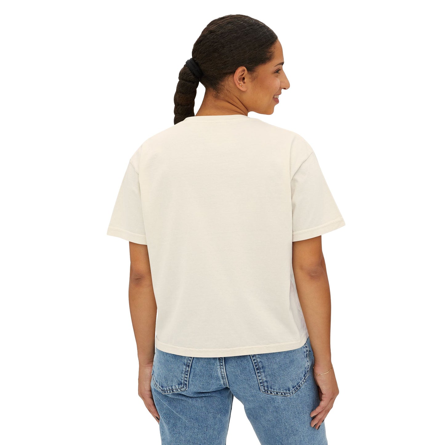Women's Boxy Tee — "Sip, Scrap, Repeat" Casual Crafting Graphic Tee