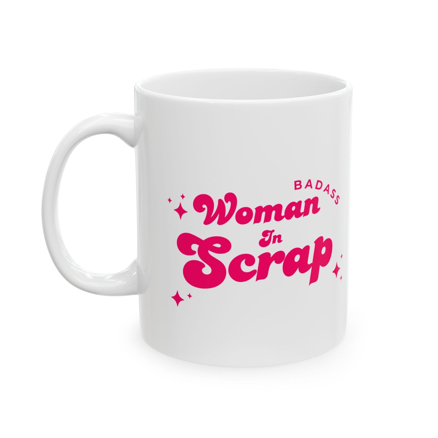 Badass Woman in Scrap Ceramic Mug, (11oz, 15oz)