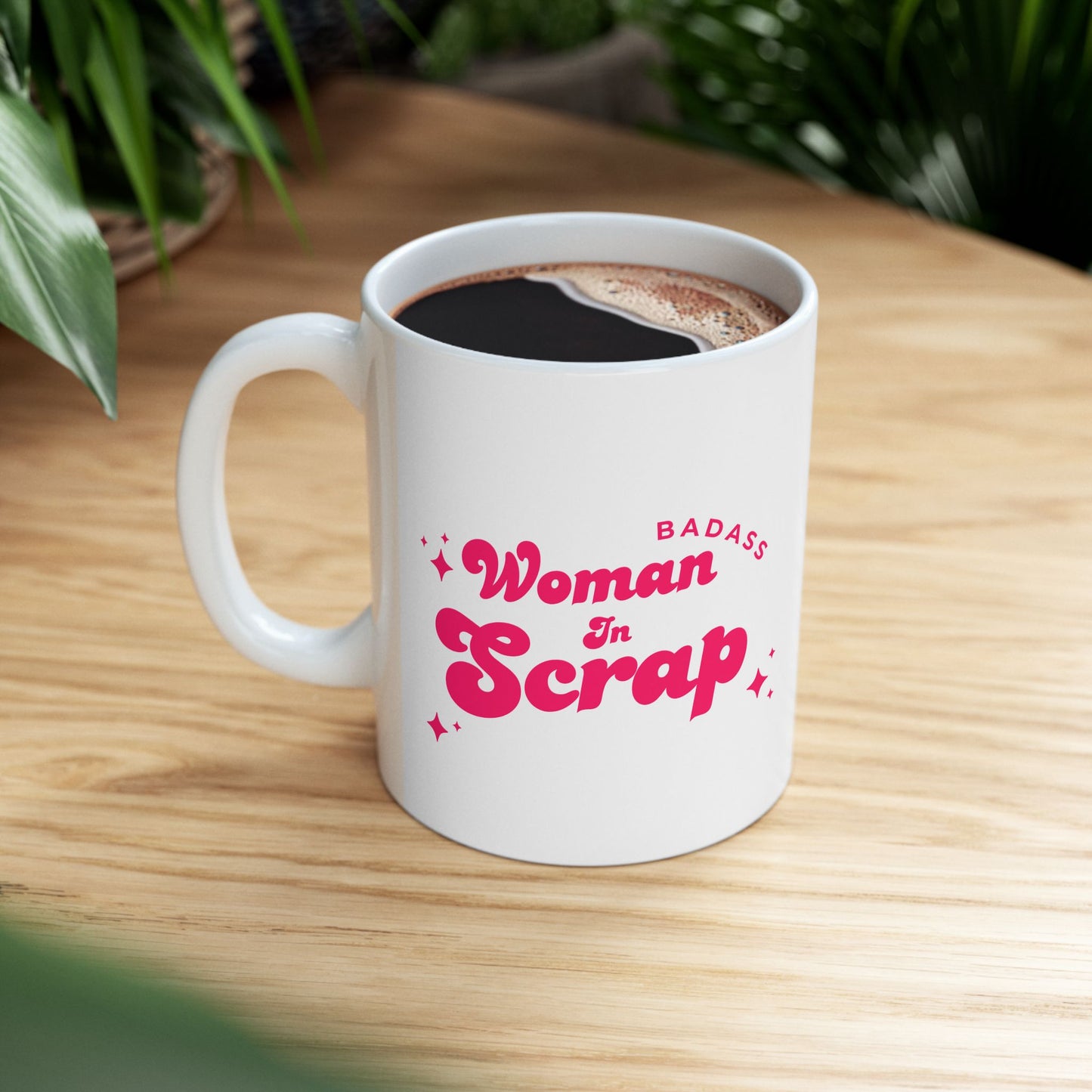 Badass Woman in Scrap Ceramic Mug, (11oz, 15oz)