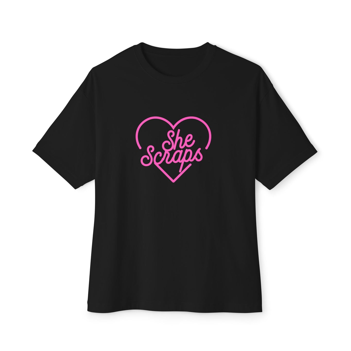 She Scraps Heart Graphic Tee — Cute Pink Crafting Shirt