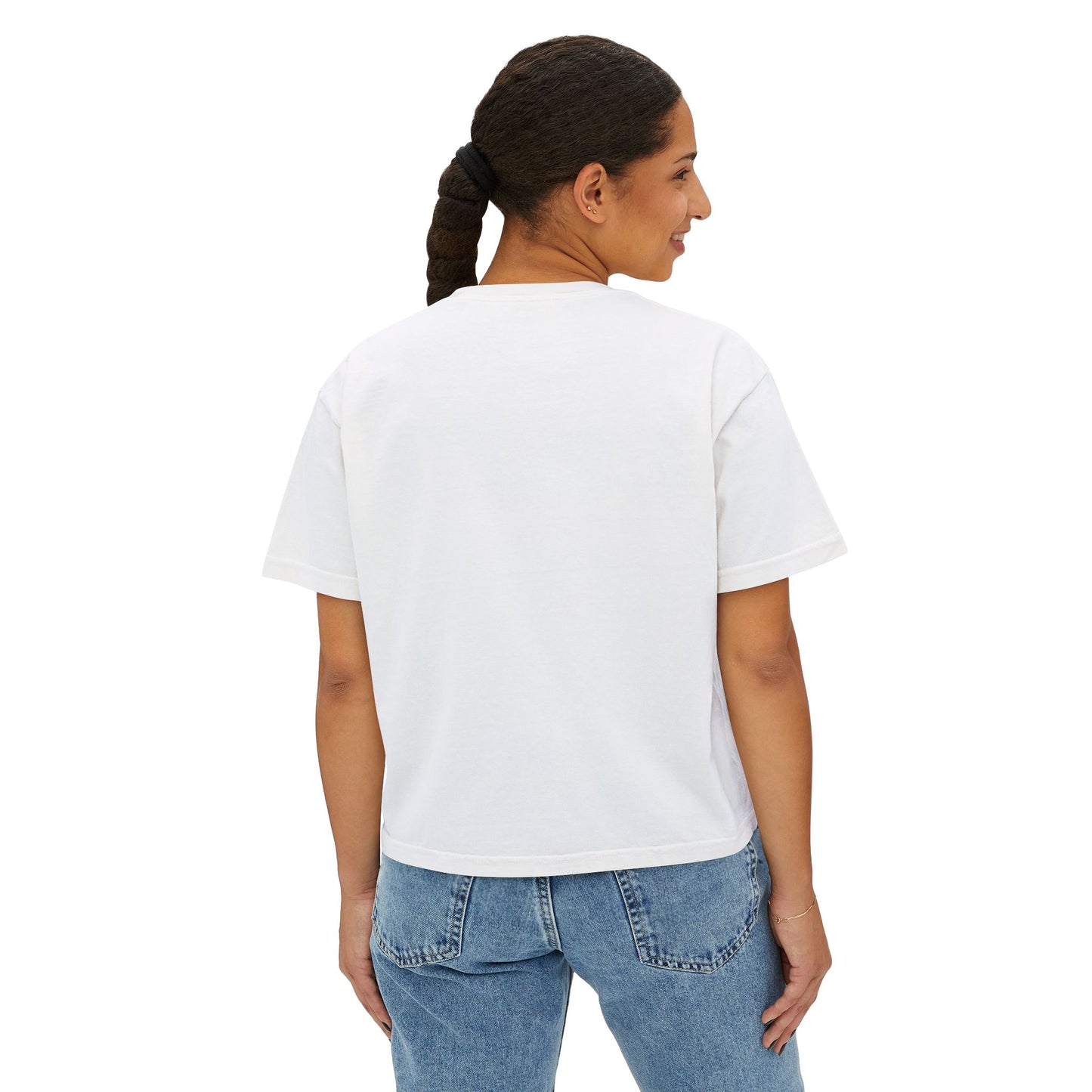Women's Boxy Tee — "Sip, Scrap, Repeat" Casual Crafting Graphic Tee